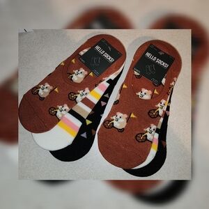 2 Pks Hello No Show Socks New 4-10
